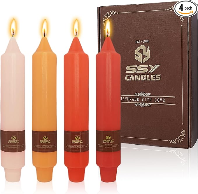 4 PCS Gradient Orange Taper Candlesticks 7 inch Unscented Tapered Candles Sticks for Home Holiday Wedding Party Decoration