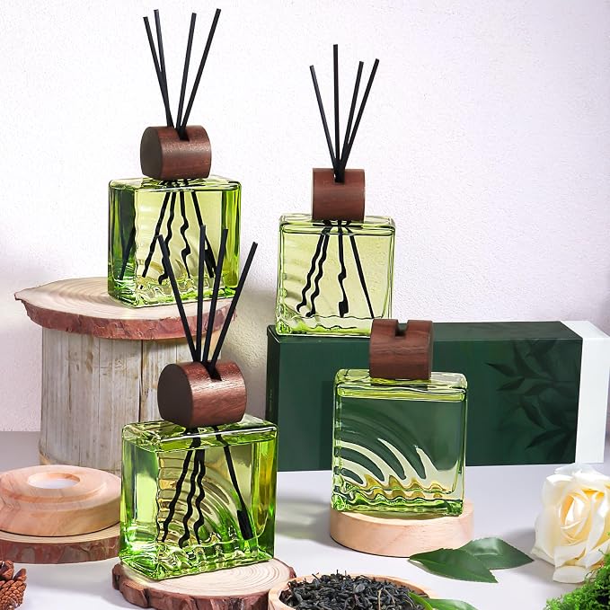 6.76 oz Darjeeling Tea Scent Diffusers with 8 Fiber Sticks,200ml Reed Diffuser for Bathroom Room Air Freshener, Last up for 40 Days