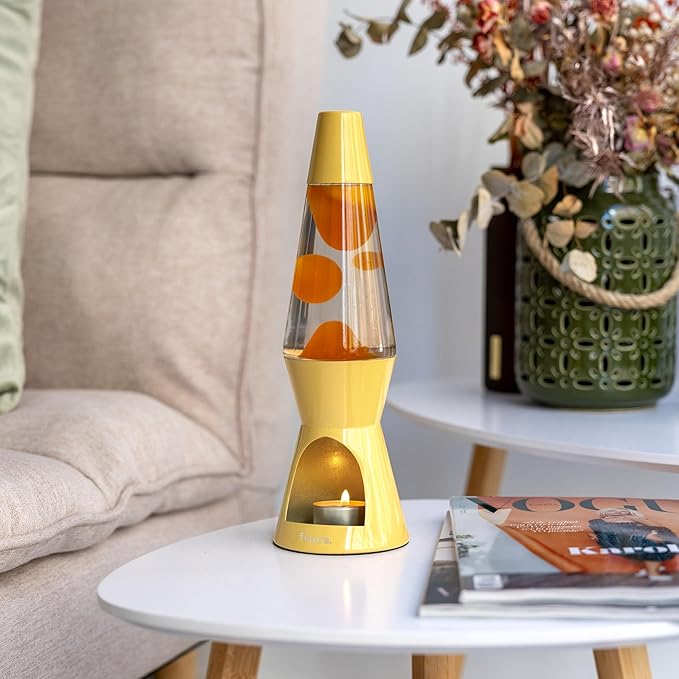 Fisura - Magma lamp with Candle for Adults Without Electricity. Candle lamp, Friendly with the Nature Lamps. Original Gift. 11.4 in x 3.3 in (Candles not Included) (Yellow)