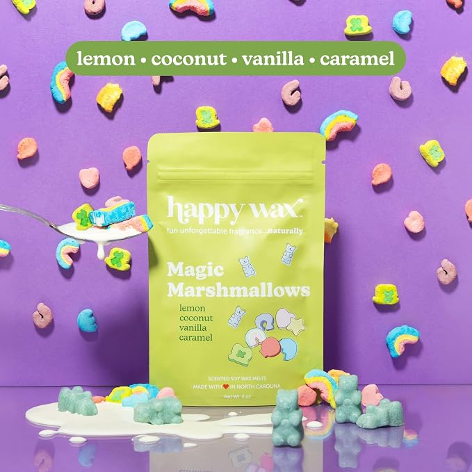Happy Wax Cereal Collection: Natural, Non-Toxic Scented Soy Wax Melts – Total 6oz Variety Pack: Cinnamon Sugar Crunch, Magic Marshmallows, Sweet Fruity Cereal