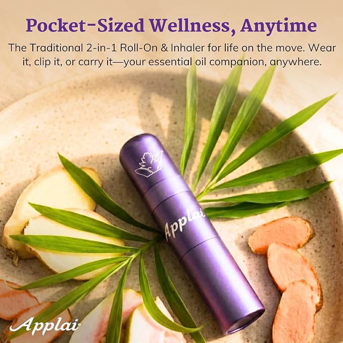 Traditional – Muscle Oil Roll On Inhaler – 2-in-1 Aromatherapy Roller – Plai Oil Ginger Turmeric Massage - Soothing - Muscle Roller Lumbar Knees & Calves- Lavender - 2g