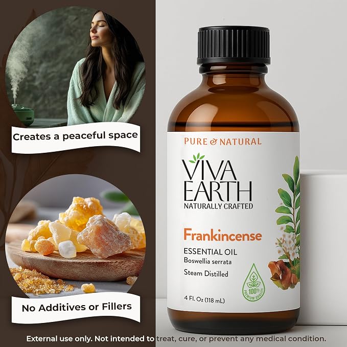 Frankincense Essential Oil – 100% Pure and Natural Frankincense Essential Oil for Skin, Hair and Scalp, Diffusers, Massage, DIY Soap and Candle Making, – with Dropper, 4 oz