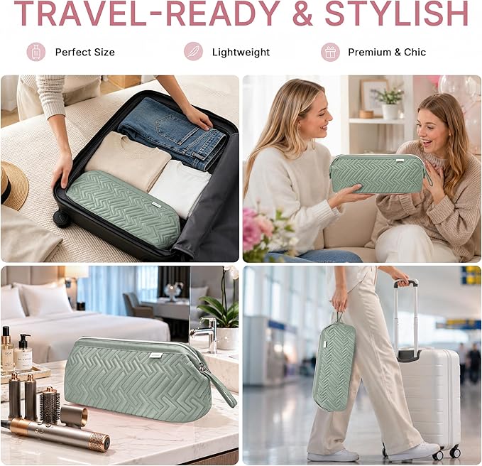 Leudes Hair Tools Travel Bag for Shark Flexstyle Carrying Case Portable Shark Hair Air Wrap Dryer Case Waterproof Dustproof Flat Curling Iron Travel Organizer (Sage Green)