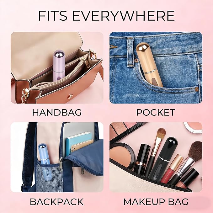 Refillable Perfume Atomizer Bottle, Portable Mini Travel Perfume Spray for Women & Men, Travel Size Scent Pump Case for Travel Accessories 4 Pack 5ml