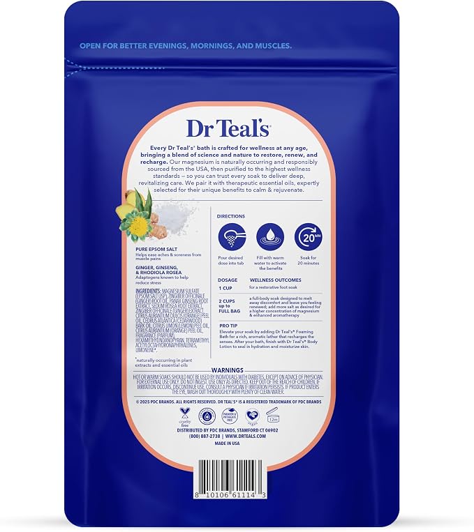 Dr Teal's Epsom Salt Magnesium Soak, Stress Relief with Essential Oils, 3 lbs