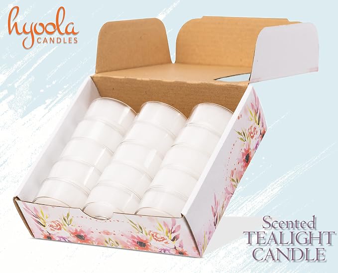 HYOOLA Scented Tealight Candles - Clear Cup - Lily Tealight Candles Scented - 6 Hour Burn Time - 15 Pack - European Made