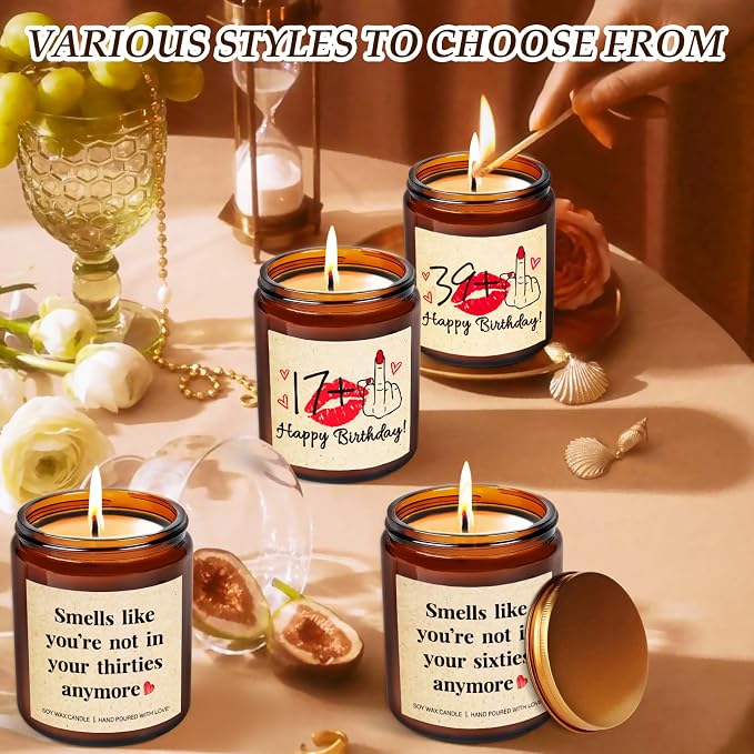 TUZELIYA 40th Birthday Scented Candles Gifts - Handmade 40th Birthday Decorations for Women Men, 1985 Gift Ideas for Her, Mom, Friends