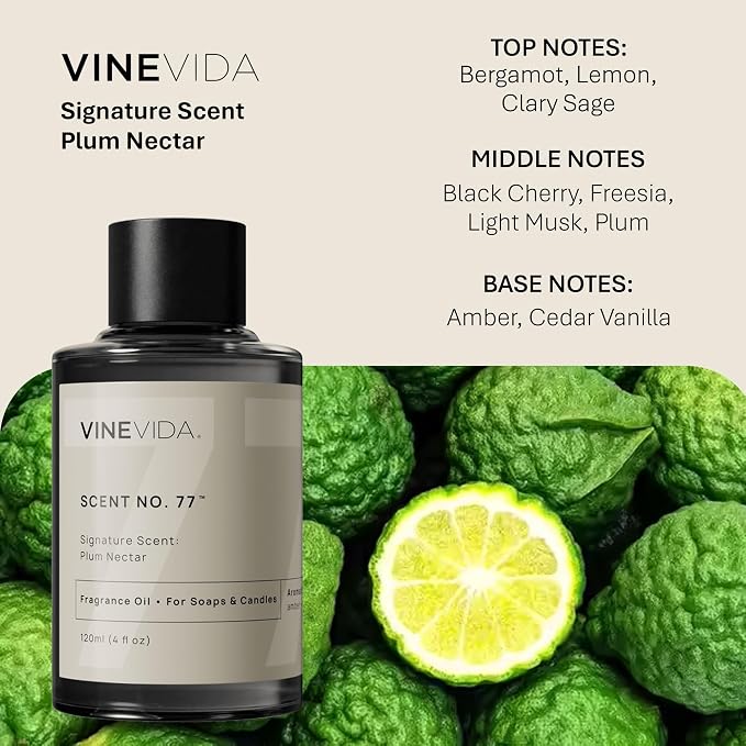 VINEVIDA [4oz] Scent No.77 Fragrance Oil for Candle & Soap Making - Made in USA Natural Candle Scents