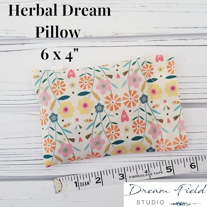 Herbal Dream Sachet for Restful Sleep – Handmade Dream Pillow with Herbs, Blend of Lavender, Chamomile & Hops | Peaceful Nighttime Relaxation Gift - Blue French Floral