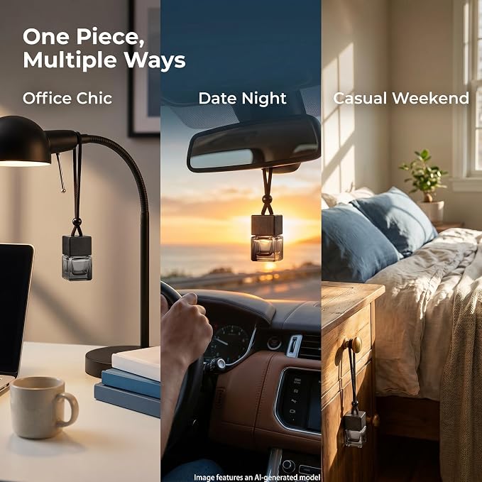 4Pcs Hanging Car Air Freshener Empty Diffuser Bottles, Black Glass Essential Oil Perfume Pendant for Auto Home Office Decoration