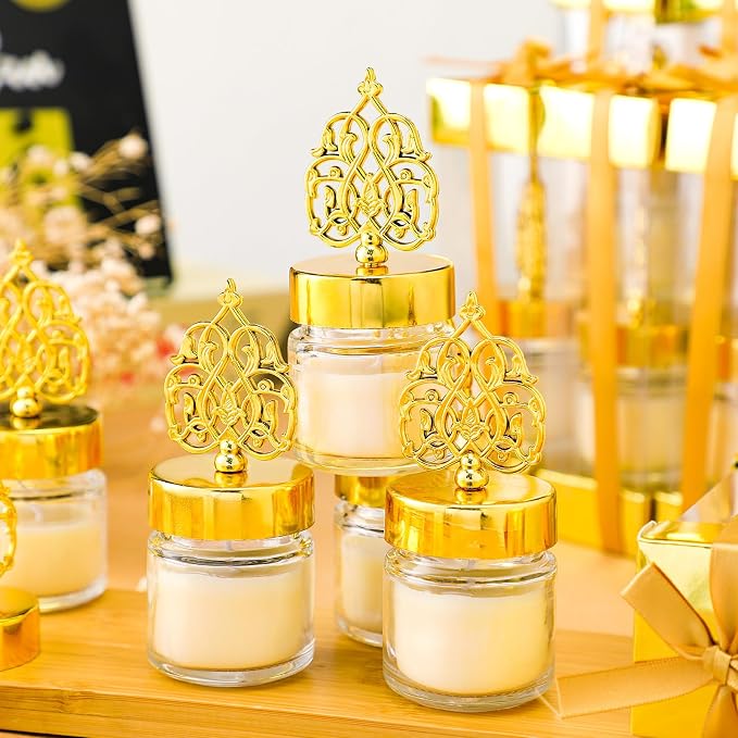 Hoolerry 12 Pcs Ramadan Mubarak Gifts Eid Candle Ramadan Decorations Muslim Islamic Meditation Gift Bulk Scented Lavender Candles Muslim Night Light Favors for Family Home Table Celebration Decor
