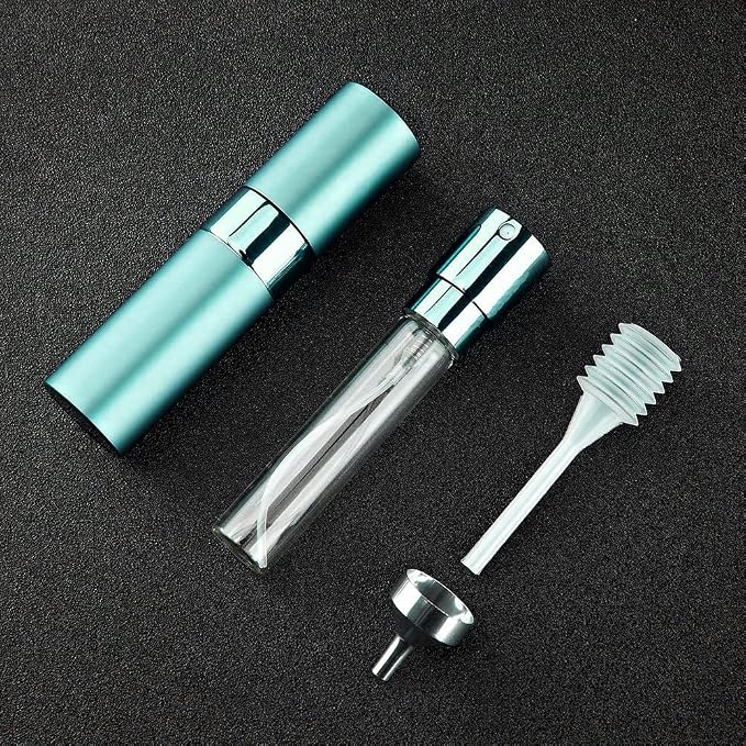 LISAPACK 8ML Atomizer Perfume Spray Bottle for Travel, Empty Refillable Cologne Dispenser, Portable Sprayer (Cyan)
