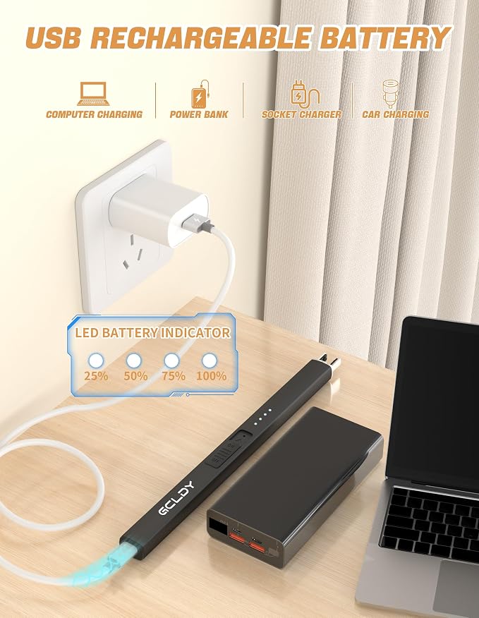 Electric Candle Lighter, Gifts for Her/Him, USB Arc Rechargeable Windproof Long Lighter for Candle, Best Stocking Stuffers 2025, Birthday Gift for Women Men Mom Wife Sister,Gift for Sister