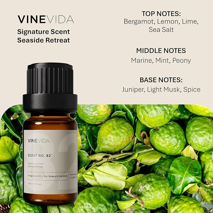 VINEVIDA Scent No.82 Fragrance Oil for Candle & Soap Making - Natural .33oz Candle Scents Made in USA