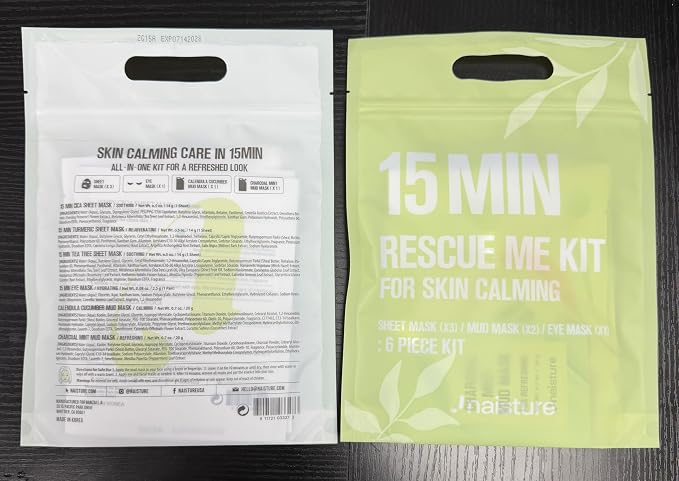 Naisture 15 Min Rescue Me Kit Skincare Gift Set for Skincare Lovers– All-in-One Bundle with Face, Eye, & Mud Masks, Complete Self-Care Kit (6 pcs)