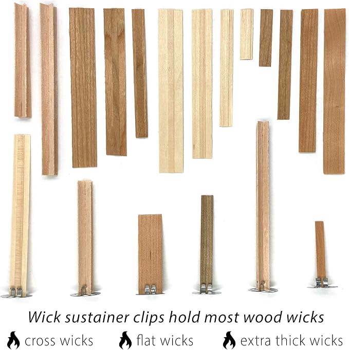 Hemlock Park Universal Wood Wick Clips for Candles | Sustainer Tabs Fit Most Wooden Wicks | Longer Burn Time & Less Wasted Wax (100 Pack)