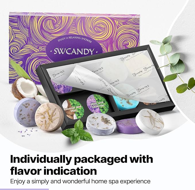 Shower Steamers Aromatherapy Birthday Gifts for Women - SWCANDY 8 Pcs Travel Essentials, Hotel Shower Spa Holidays Mom Wife Grandma Sister Her Self Care Relaxation with Natural Essential Oils Home