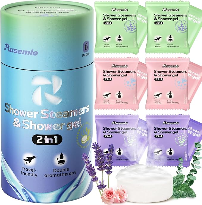 Shower Steamers Aromatherapy Birthday Gifts for Women - 8 Pcs Mothers Day Gifts for Mom Wife Daughter Grandma, Self Care with Natural Essential Oils Relaxation Home Spa Gift Set (Gradient Blue-Purple)