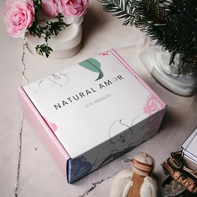 Natural Amor Lavender Spa Gifts for Women,7pcs Self Care Box Including Handmade Soap Bar, Candle, Bath Butter