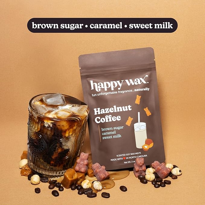 Happy Wax Coffee Collection: Natural, Non-Toxic Scented Soy Wax Melts – Total 6oz Variety Pack: Vanilla Bean Latte, Caramel Macchiato, Hazelnut Coffee