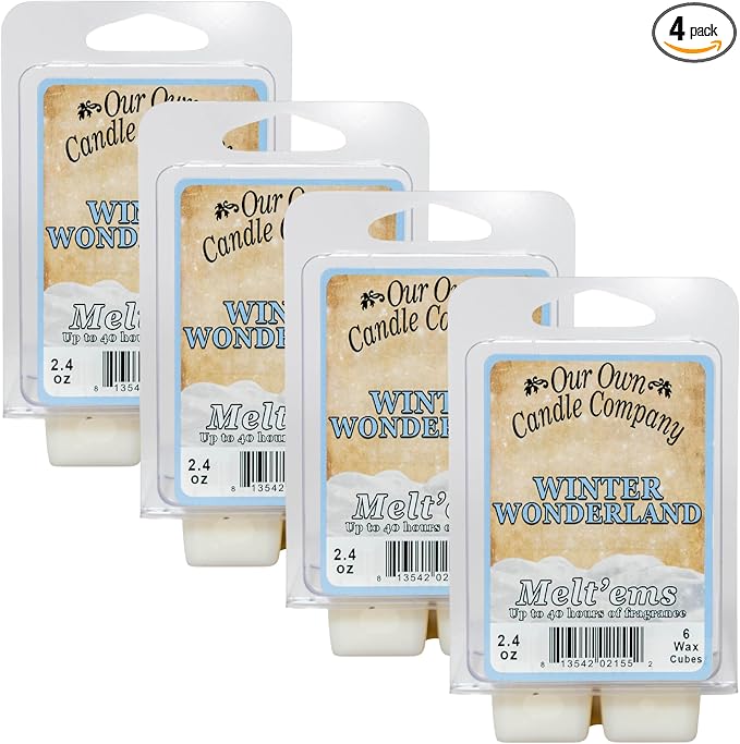 Our Own Candle Company Premium Wax Melt, Winter Wonderland Scent, 6 Cubes, 2.4 oz (4 Pack)