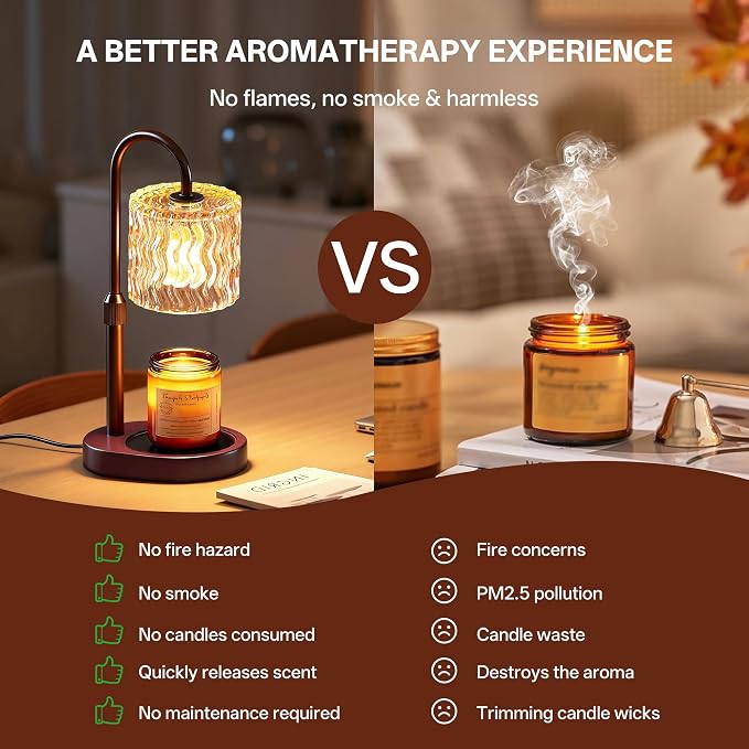 Homelist Candle Warmer Lamp, Adjustable Height for Home Decor, Vintage Candle Warmer Dimmable with Timer, GU10 Bulb, Table Lights for Bedroom, Tea Room, Rest Room