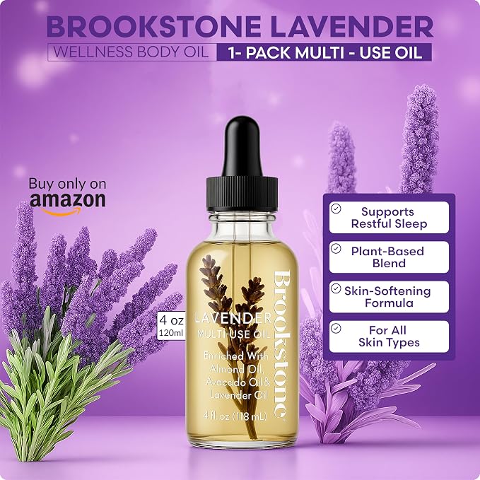 Brookstone Lavender Multi-Use Essential Oil - Calming Scent for Stress Relief, Skin & Hair Care