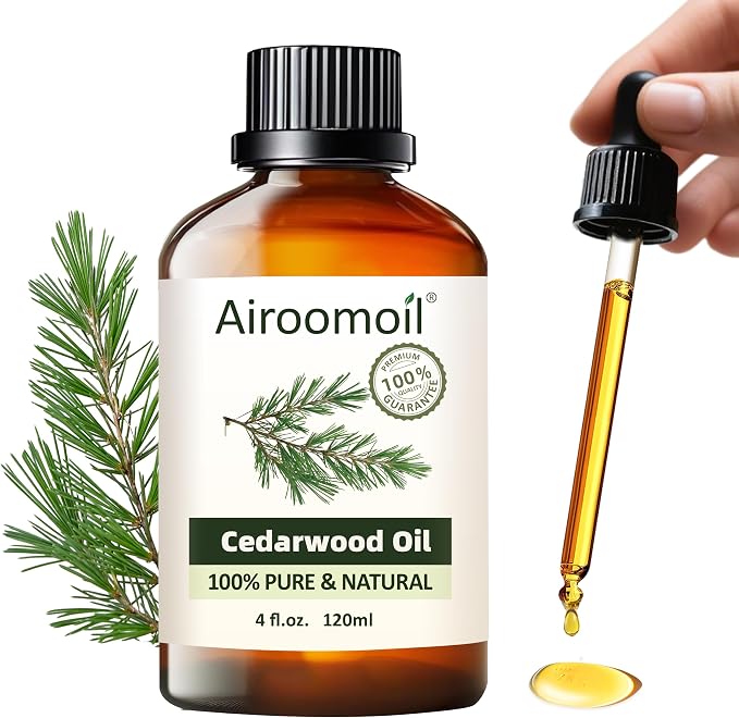 Pure Cedarwood Essential Oil 4 fl oz (120 ml) – 100% Natural, Warm Woody Aroma, Large Size for Diffusers, DIY Candles, Soaps, Sprays, Home Aromatherapy