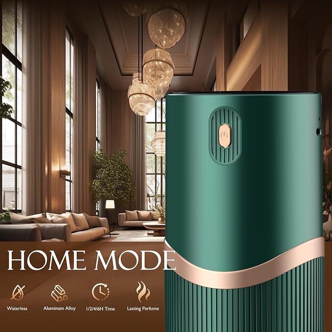 JUANANIUG Waterless Essential Oil Diffuser Portable: Rechargable Aromatherapy Diffuser for Car and Home - 4 Concentration Adjustments and Timers - Gifts for Christmas Home (Dark Green)