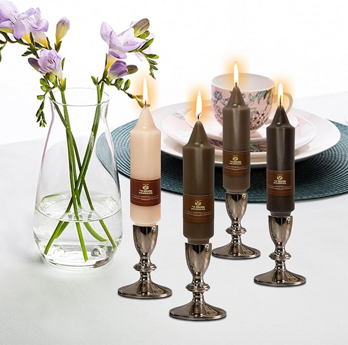 5 inch Cute Taper Candles Stick Unscented Tapered Candles 4 Pack Gradient Coffee Candlesticks for Wedding Party Home Décor