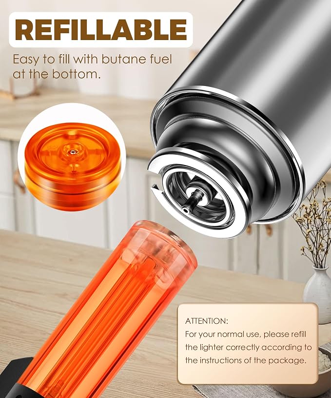 5 Pack of Torch Lighter, Powerful Windproof Jet Flame, Butane Gas Refillable Lighters with Safety Lock, Mini Blow Torch for Candle, Firework (NO Gas)