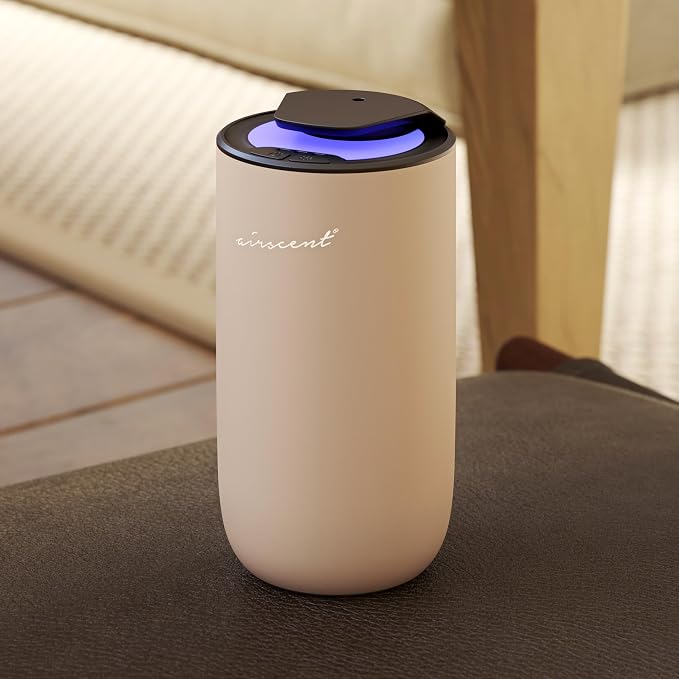 The AirScent Mini Waterless Diffuser for for Homes, Offices, Spas and Hotels - Gold Finish - Fragrance Oil Aromatherapy Diffuser for Aesthetic Scenting -15 mL Capacity - Night Light Feature
