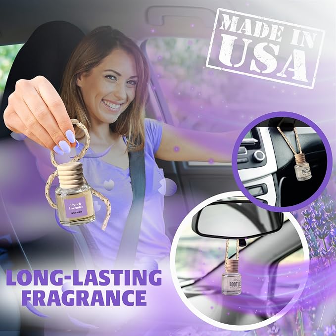 Car Air Freshener Diffuser, Lavender Aromatherapy, Natural Fragrance Oil, Long Lasting, By Bootleg Collection, Made in USA