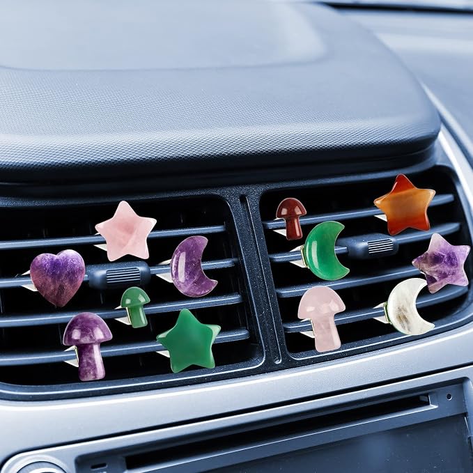 Tallew Heart Crystals Car Vent Clips Car Accessories for Women Quartz Crystals Air Fresheners Vent Clip(Mushroom Style)