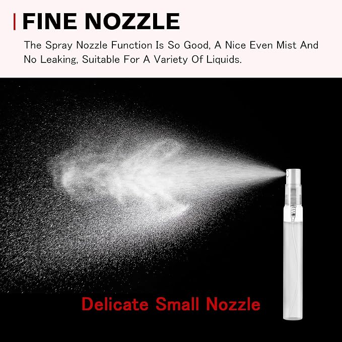 Mini Spray Bottle 10ml, Refillable Glass Spray Bottle, Glass Bottle Atomizer, Perfume Mouthwash Atomizer for Cleaning Refillable Container for Travel, Essential Oils, Perfume 40 Pcs, 10ml
