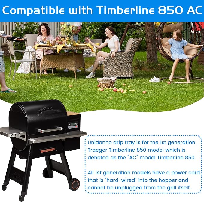 Drip Tray for Traeger Timberline 850 AC Heat Baffle Diffuser Plate Older Model Pellet Grill Flame Broiler Grease Drip Pan Replacement Parts KIT0215 BCA934 Smoker BBQ Accessory