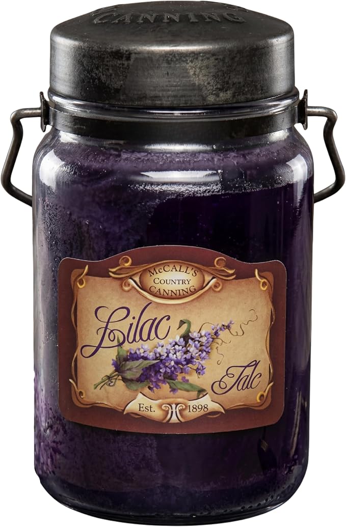 McCall’s Candles | Lilac | 26 oz Scented Candle | USA-Poured | Vintage Rustic Jar with Carrying Handle | Blooming Lilac & Spring Breeze Fragrance
