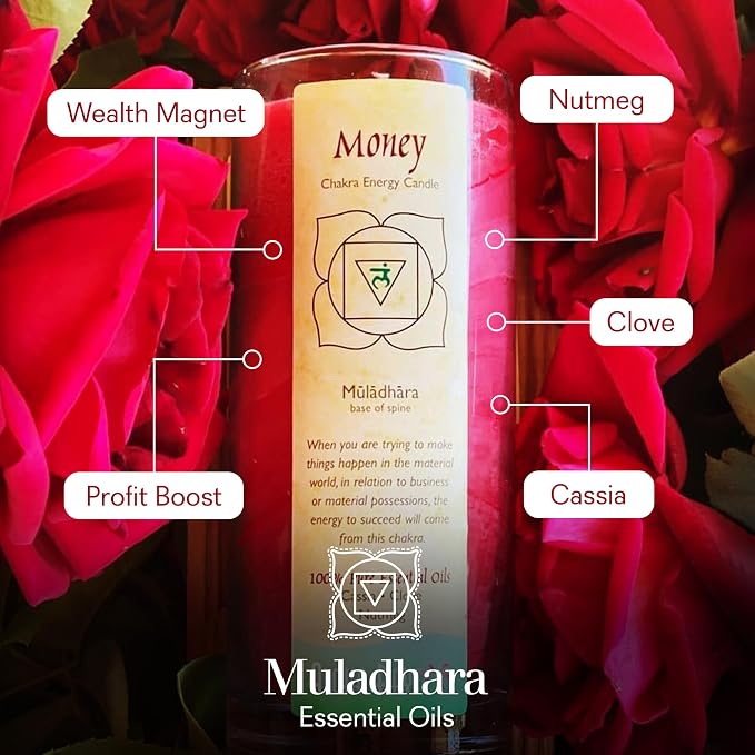 Premium Scented Candle Hand Made Chakra Energy Jar | 11 Oz Jar | Money, Muladhara| Yoga, Prayer & Meditation Candle | Long Burn 60 Hours | Essential Oils of Cassia, Clove & Nutmeg | Aloha Bay