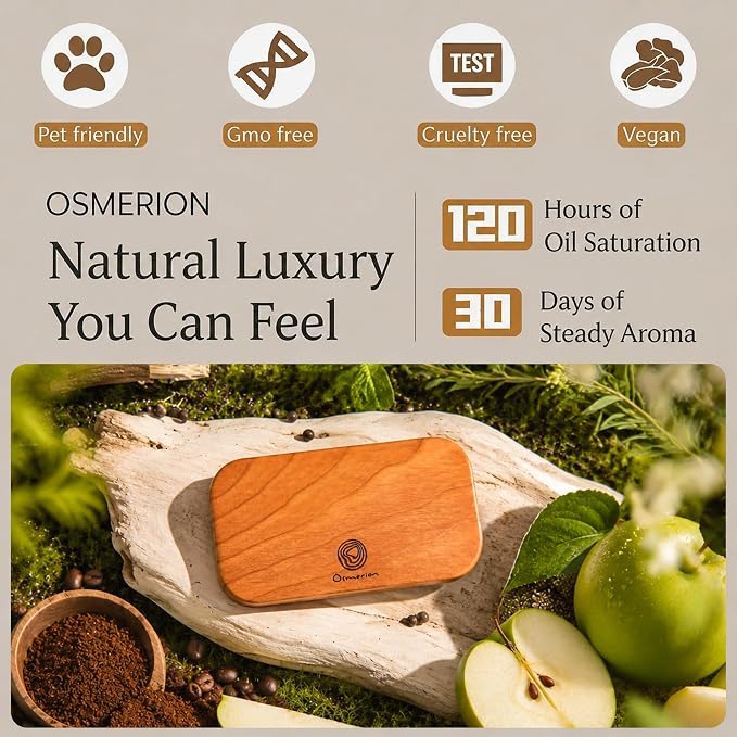 Car Air Freshener - Wood Air Freshener for Visor Clip - Long Lasting Car Odor Eliminator - Vehicle Scent Diffuser - (Teak - Apple - Coffee Reserve - Pomelo Timber, CLIP INCLUDED)