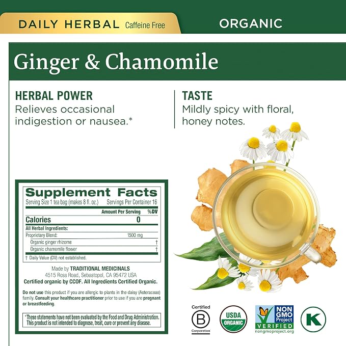 Traditional Medicinals Organic Ginger Tea Variety Pack Promoting Digestion & Nausea Support, 64 Tea Bags (4 Pack)