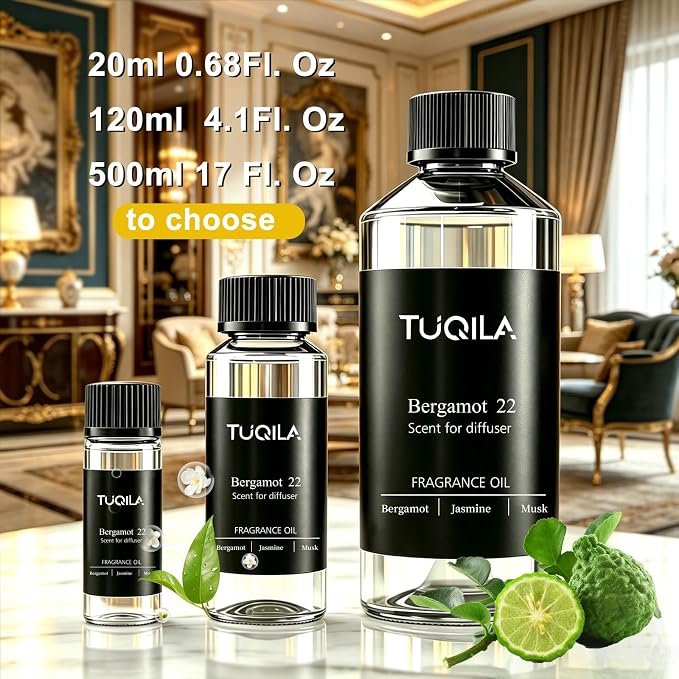 Hotel Bergamot Essential Oil 20ML Sampler Waterless Scent Oil for Cold Air Diffusers, Luxury Aroma Fragrance Oils for Home, Spa&Office-Long Lasting Aromatic Oils