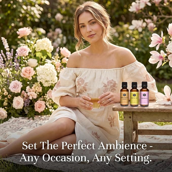 P&J Trading Her Trio Set of 3 - Warm Vanilla Sugar, White Tea & Magnolia - Premium Concentrated Trio Set for Candle, Diffusers, Soap Making, Car Freshies & DIY Crafts - USA Made, 30 ML