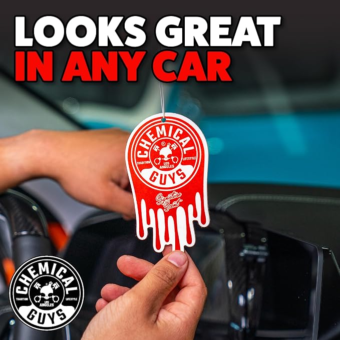 Chemical Guys Car Fresheners, Hanging Air Fresheners - Signature Scent for Cars, Trucks, SUVs, RVs, Home, Office, Work, Dorm Room, & More - 12 Pack