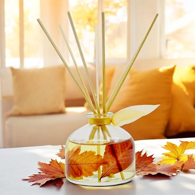 Reed Diffuser Set, Sugar & Spice Scented Oil Diffuser with Sticks, Home Fragrance Accessories for Bathroom Shelf Decor, Aroma Diffusers for Home or Office Fall Decor, USA Made