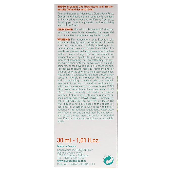 Puressentiel Walk in The Forest Essential Oil Diffusing Blend, Aromatherapy Relief, Calming- 100% Pure & Natural - Therapeutic Grade, Premium & Certified Quality - Made in France – 1.01 fl oz