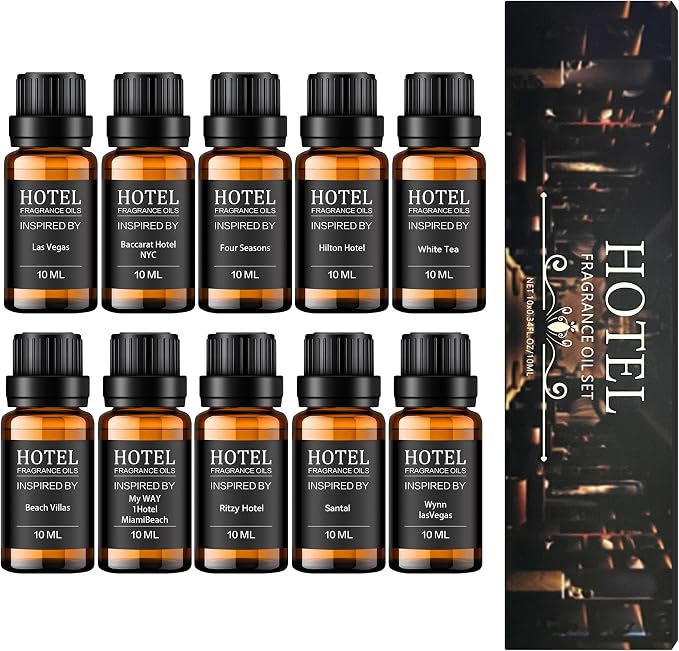 Hotel Collection Diffuser Essential Oil Gift Set,Hotel Scents for Home,Stress Relief Air Freshening,My Way,The Beach Villas and Other Luxury Hotel Scents