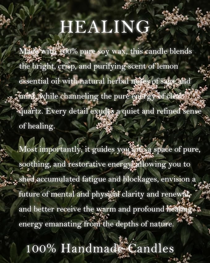 Healing Energy Candle, Negative Energy Cleansing,Soy Aromatherapy, Handmade Crystal Candle for Soothing.(Healing)