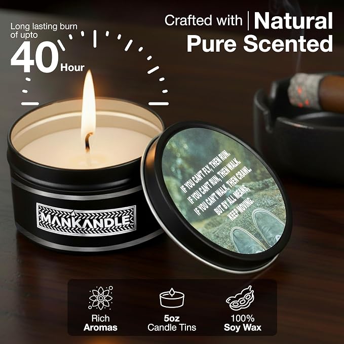 Majestic Zen Aromatherapy Candles for Men Gift Set | 6-Pack Soy Wax Candle with Inspirational Quotes | Stress Relief Candle Set for Relaxation, Aromatherapy Gift Set & Unique Gifts for Him