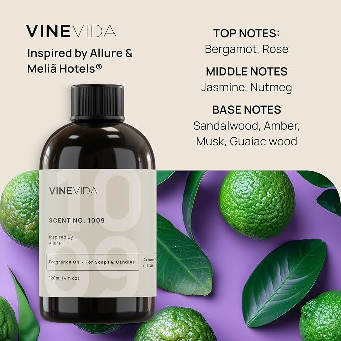 VINEVIDA [32oz] Scent No.1009 Inspired by Meli Hotels Fragrance Oil - Made in USA Natural Candle Fragrance Oil for Candle and Soap Making