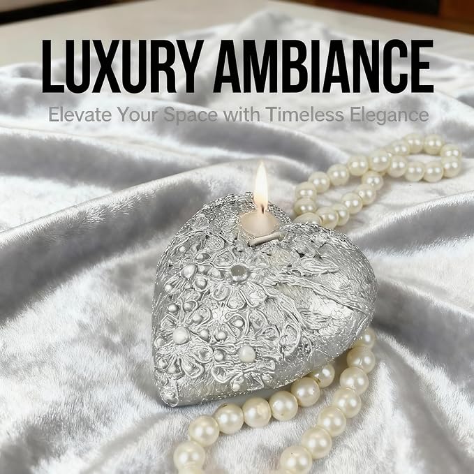 Heart Shaped Scented Candle with Floral Carving,Luxury Elegant Floral Decorative Candle in Lace-Inspired Box,Romantic Decor for Valentine's Day,Weddings & Anniversary
